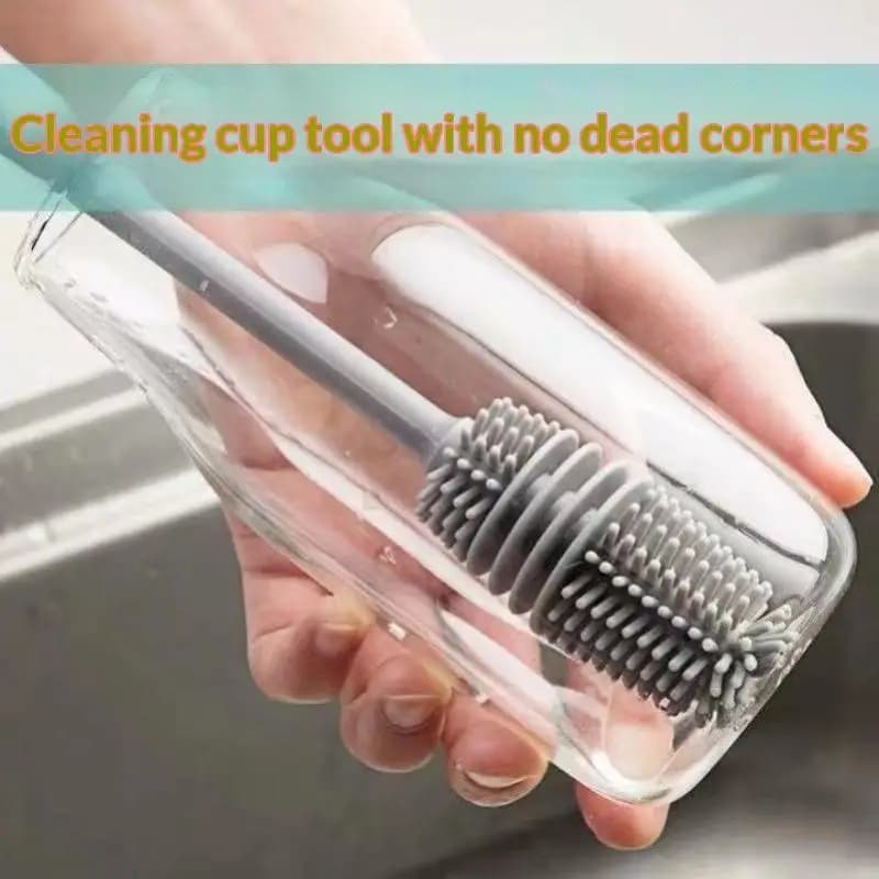 Long Handle Silicone Milk And Glass Bottle Cleaning: Brush Multifunction Cup Mouth Scrubber Household