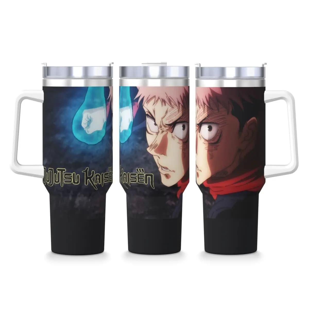 Jujutsu Kaisen Hot Anime Bicchiere in acciaio inossidabile Tazze termiche da spiaggia con cannucce e coperchio Tazze per auto di grandi dimensioni Bottiglia d'acqua per bevande fredde