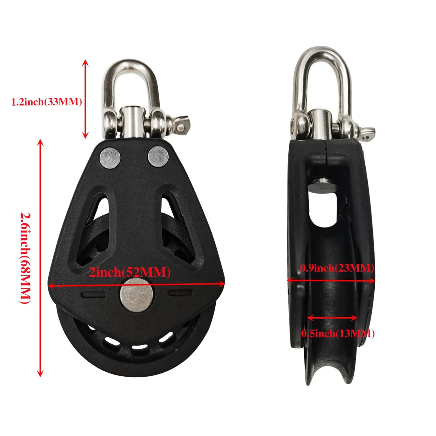 STLF Vendita calda di fabbrica Nuovo stile Barca Kayak Corda di nylon nera Puleggia Scivolo liscio Accessori per barche hardware marino