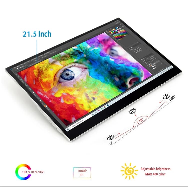 Monitor Tablet con Schermo da 21,5 Pollici Senza Batteria per Disegno e Design Grafico con Funzione di Inclinazione