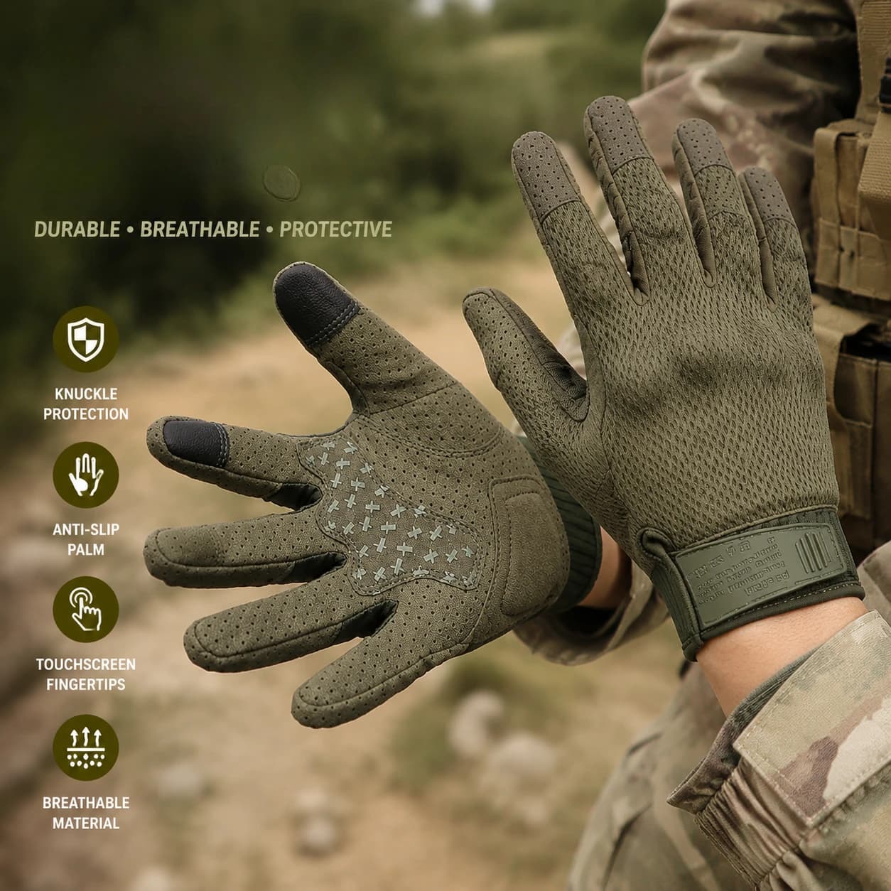 Full Finger Tactical Gloves Touch Screen Non-Slip All-Season for Cycling Motorcycle and Outdoor Sports