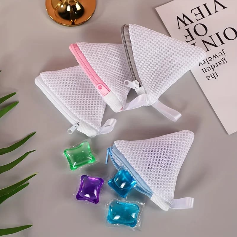 1 pz Sacchetto per bucato in rete resistente con cerniera 10x10cm, Confezione multipla, Piccola borsa per lavaggio di calzini e capi delicati, per viaggi e conservazione