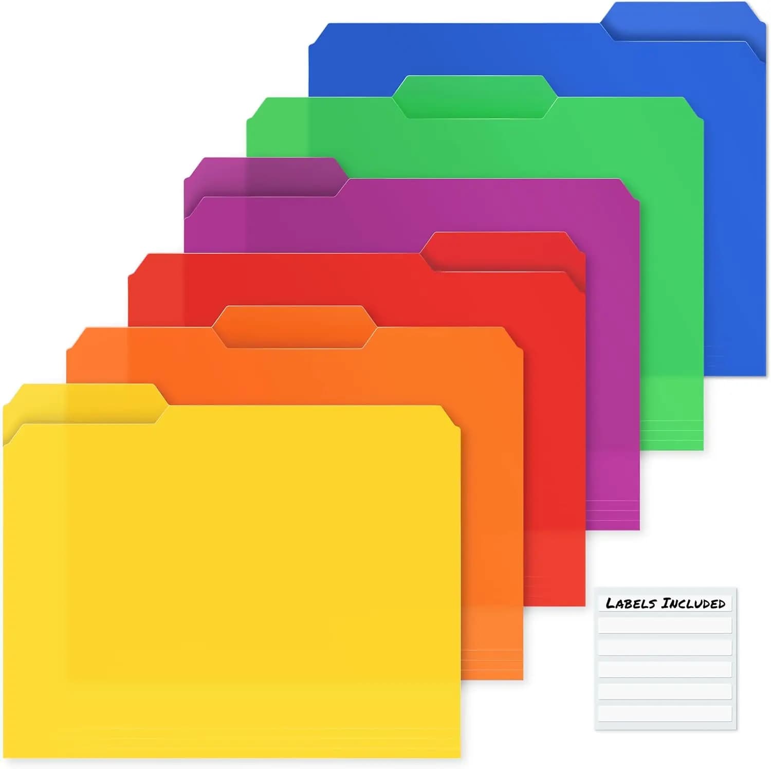 Cartelle Portadocumenti Colorate, Confezione da 6 con Etichette, in Polietilene Senza Acidi per Documenti Formato Letter
