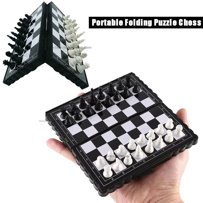 1 set mini set di scacchi magnetici pieghevole scacchiera magnetica in plastica gioco da tavolo portatile da viaggio all'aperto campeggio intrattenimento