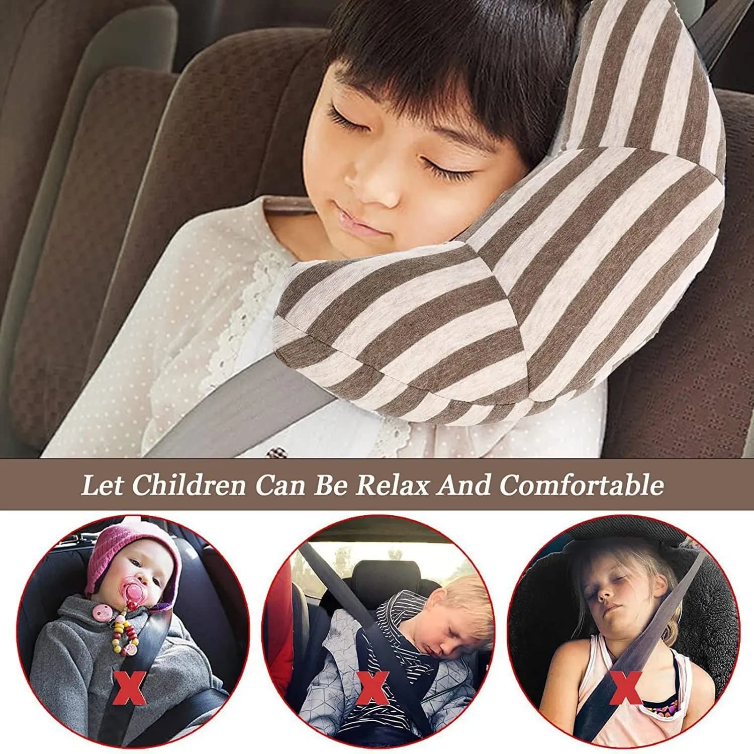 Kids Car Seat Belt Pillow, Soft Sleeping Neck Support Cushion, Travel Head Rest Pad for Children Safety Belt