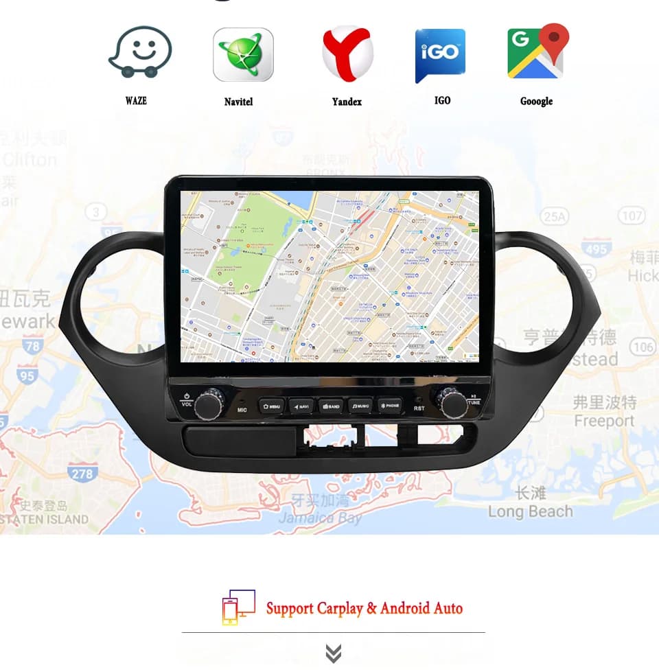10 '' Auto Autoradio AM FM Video Stereo Nastro DVD Cassetta Per Hyundai i10 2013 - 2016 GPS Navi Auto sistemi intelligenti Carplay