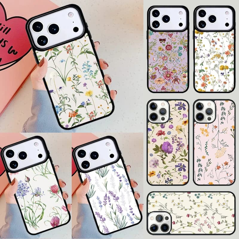 Cover per iPhone con Disegni Botanici di Fiori e Piante per Apple iPhone 17 Air 16E 15 14 Plus 13 12 11 Pro Max Mini