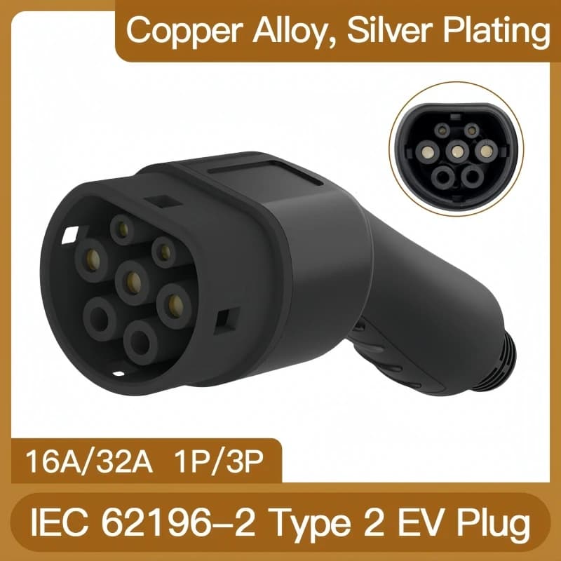 Nuovo tipo 2 maschio/femmina EV caricabatterie spina IEC 62196 lato veicolo tipo 2 adattatore convertitore 16A 32A per veicoli elettrici