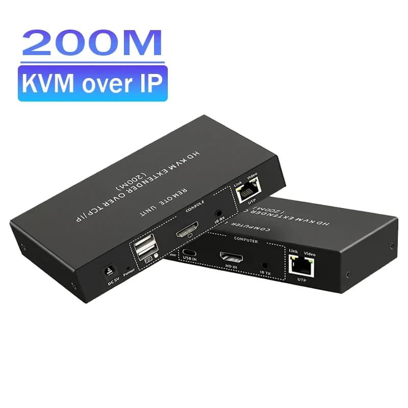 200M HDMI IP KVM Extender over Etherne Cat5e/6 Cable 1080P HDMI USB KVM Extender 656FT Support Mouse Keyboard Remote for PV NVR