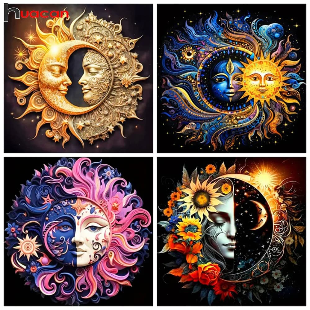 Huacan Diamond Painting Set Tai Chi Sunflower Full Square Round Mosaic ricamo Yin Yang Landscape Home Decor