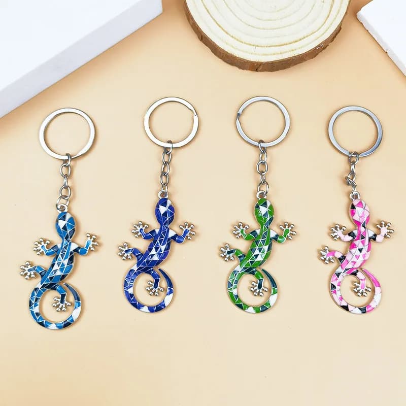 Moda lucertole rettile portachiavi smalto metallo simulazione geco Charms portachiavi borsa Unisex portafoglio ornamenti Souvenir regali