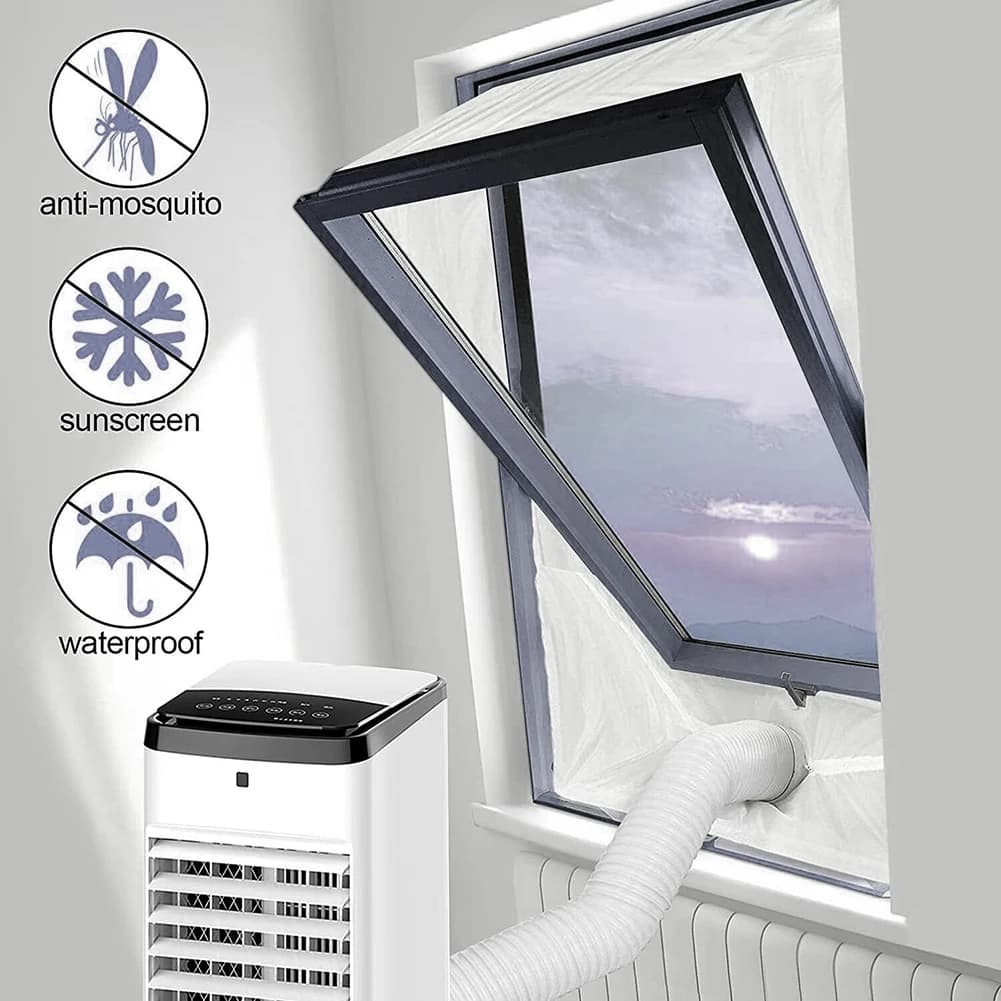 Air Conditioner Window Seal Kit For Single And Dual Hose Portable AC Units With Extra Strong Closure And Reusable Cable Ties