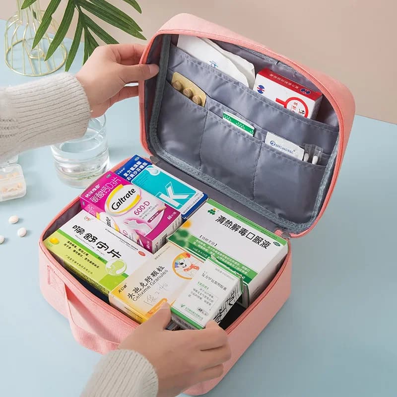 Portable Medical Kit 2Pcs Medicine Storage Bag Handheld First Aid Organizer Pouch for Car Home Outdoor Emergency Use