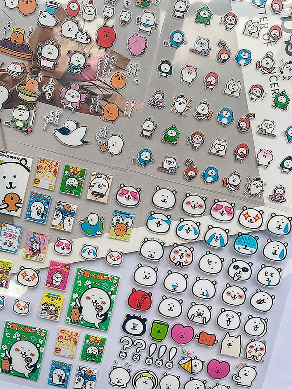 Kawaii Joke Bear Stickers Transparent Waterproof Diy Scrapbook Stickers Decoration Aesthetic Stationery Gifts Pvc Nail Sticker