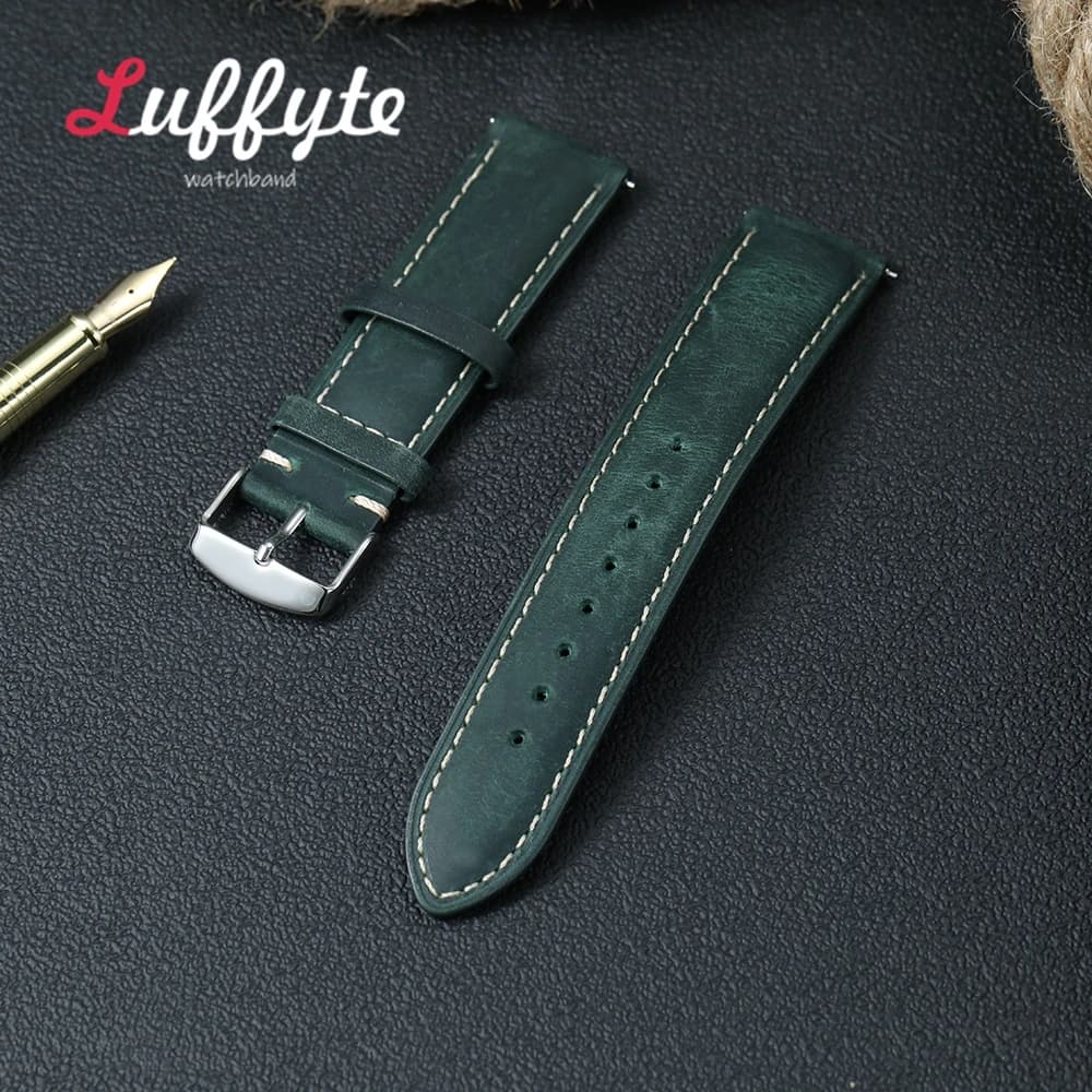 Cinturini per orologi in pelle di vacchetta Cinturino da polso Crazy Horse 20mm 22mm Cinturino di ricambio per smartwatch a sgancio rapido