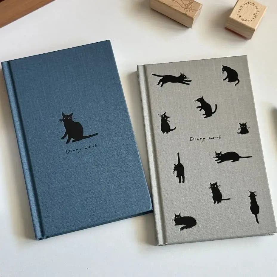 Simpatico gattino Illustrazione B5 Notebook 2026 Agenda Libro Guscio rigido Agenda giornaliera Blocco note Lista delle cose da fare Blocco note per l'ufficio scolastico