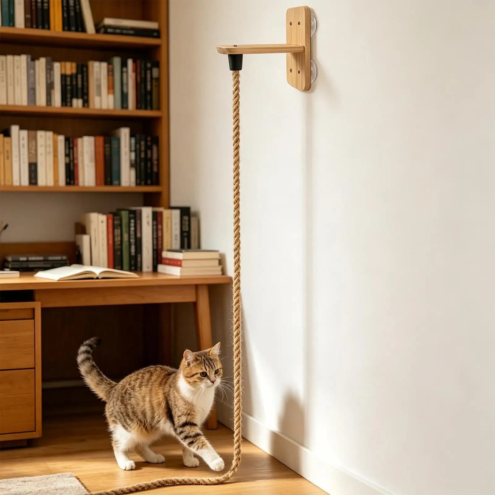 Corda per arrampicata per gatti con tavola da salto, 6,56 piedi, gioco interattivo, mensole a parete per gatti, per gattini che giocano, grattano e si riposano