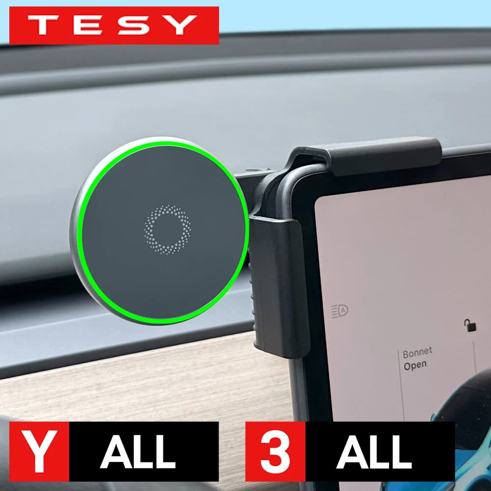Supporto per Telefono con Caricatore Wireless Magnetico 15W Compatibile con MagSafe per Tesla Model Y Juniper Launch 2026 Model 3 HIGHLAND