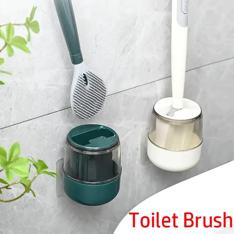 1 Set scopino per wc con supporto a parete manico lungo spazzola per la pulizia della toilette flessibile spazzola per la pulizia del bagno forniture per la pulizia