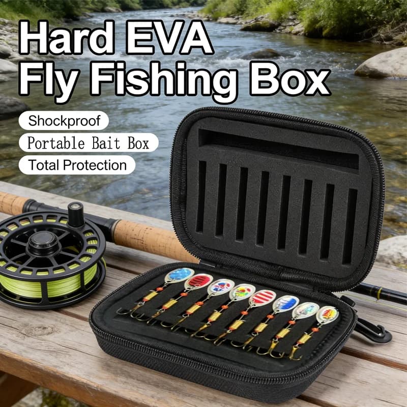 Portable EVA Fly Fishing Equipment Box: Compact design for thorn spoons, trout flies, fishing hooks, organizer with foam inserts