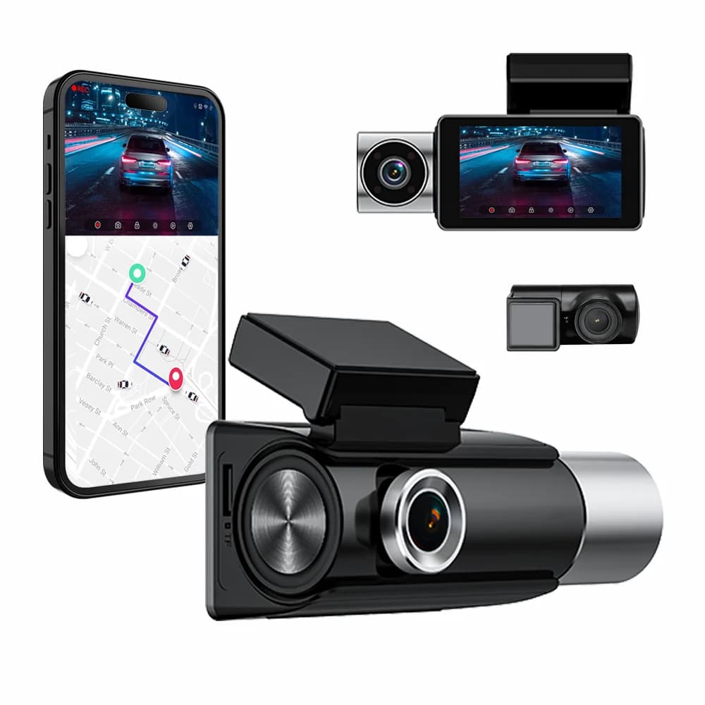 Dash Cam a 3 Canali 1080p, Registratore di Guida 1944P GPS Black Box F1.5 con Schermo IPS LCD da 3.0 Pollici, Porta di Alimentazione Type-C per Agenti