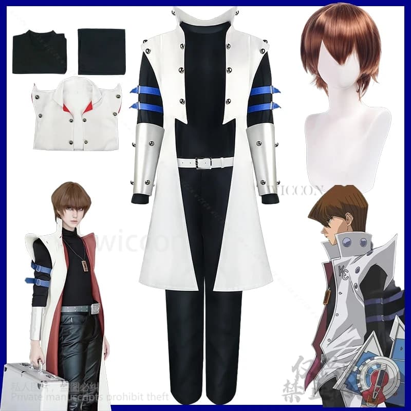 Seto Kaiba Anime Gioco Cosplay Vintage Halloween Medievale Punk Giacca lunga divisa Gotico Jirai Kei Parrucche uniformi Cos Personalizzato