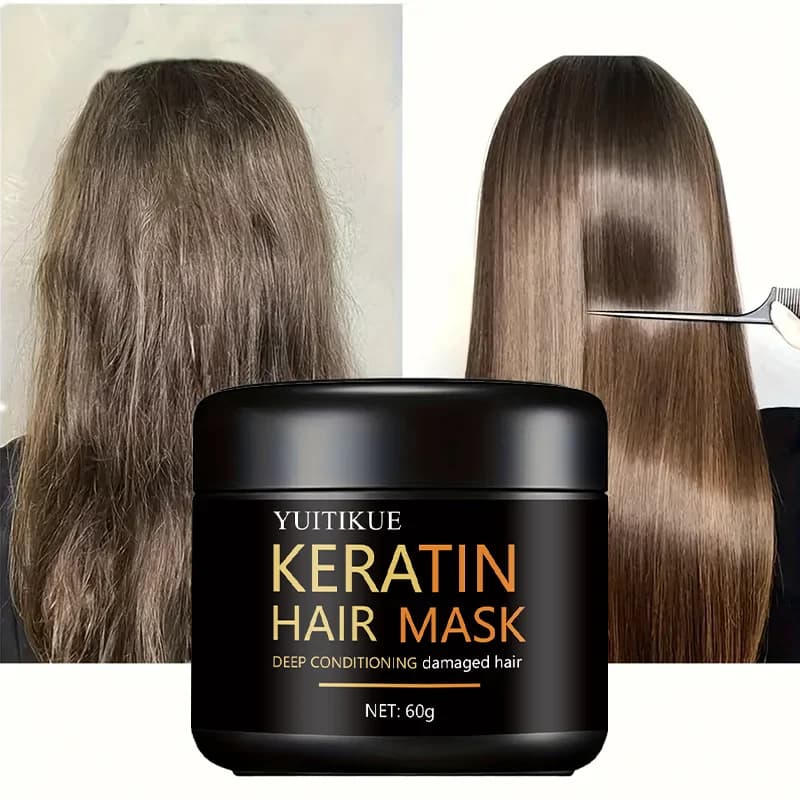Keratin hair mask 60 g - Deep conditioning for damaged hair, rapid absorption and non sticky, smooth and shiny results