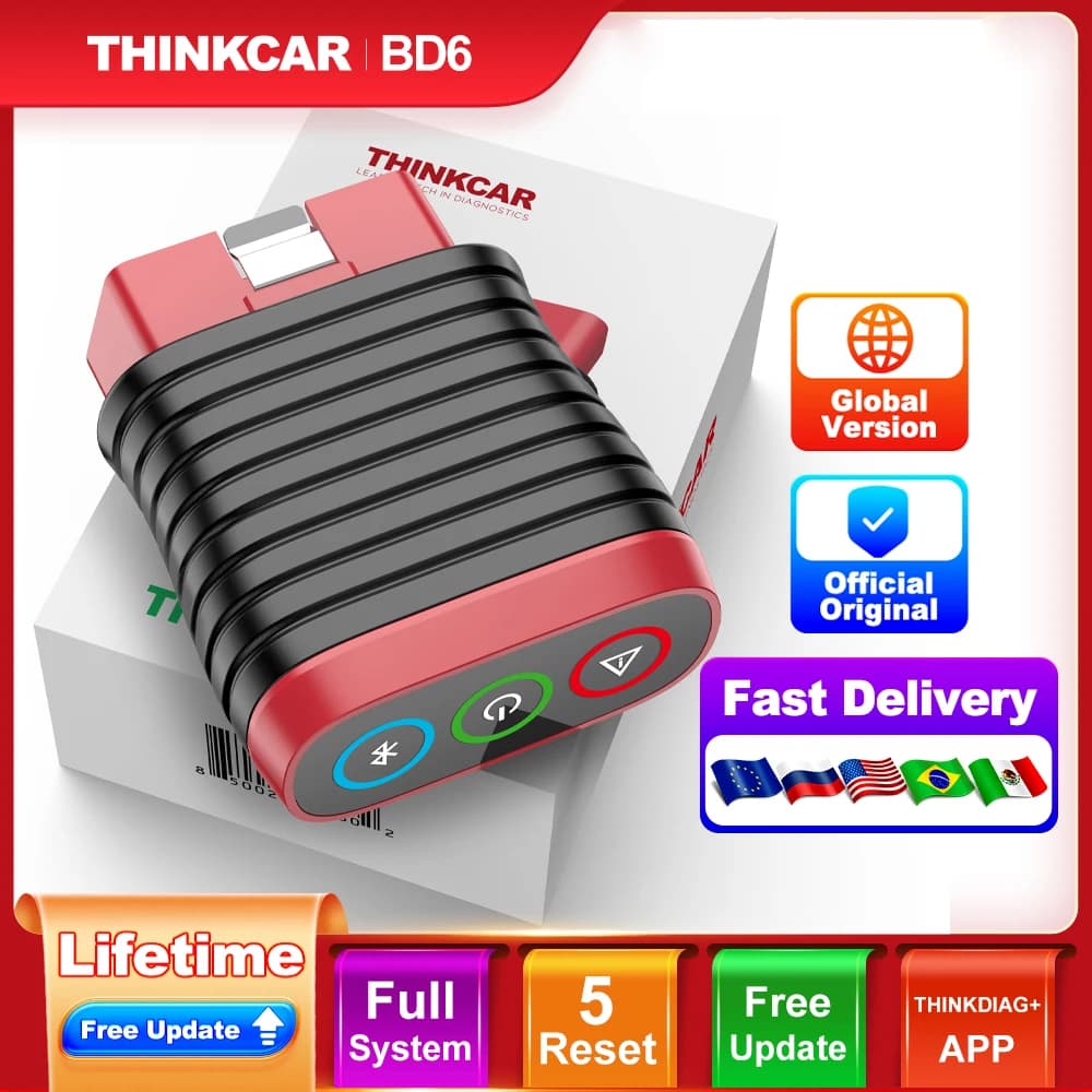 THINKCAR BD6 Bluetooth Auto OBD2 Scanner Sistema completo 5 RESET ETS OIL Aggiornamento gratuito a vita Strumento diagnostico per auto Utilizzare l'APP THINKDIAG