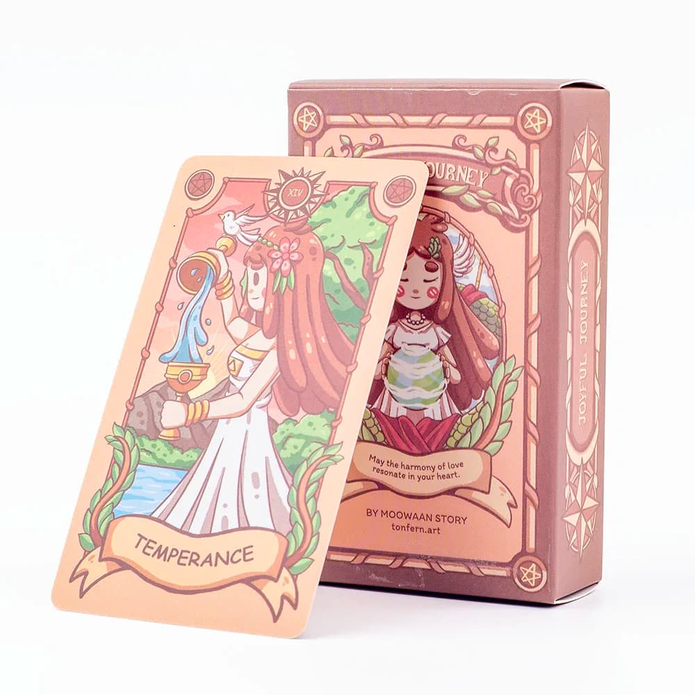 Mazzo di tarocchi Joyful Journey - Gioco da tavolo con 78 carte con simpatici illustrazioni Abbraccia la luminosità, l'amore e il calore 10,3 * 6 cm