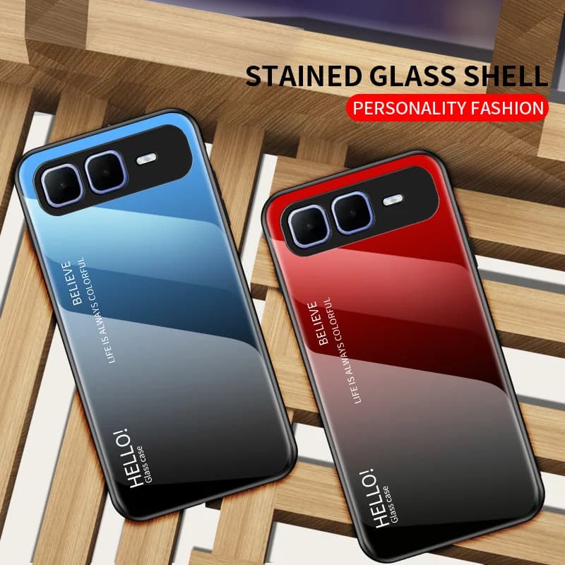Infinix Smart 10 Plus X6725B_C Case Gradient Tempered Glass Hard Back Cover Phone Case Silicone Bumper for Infinix Smart 10 Plus