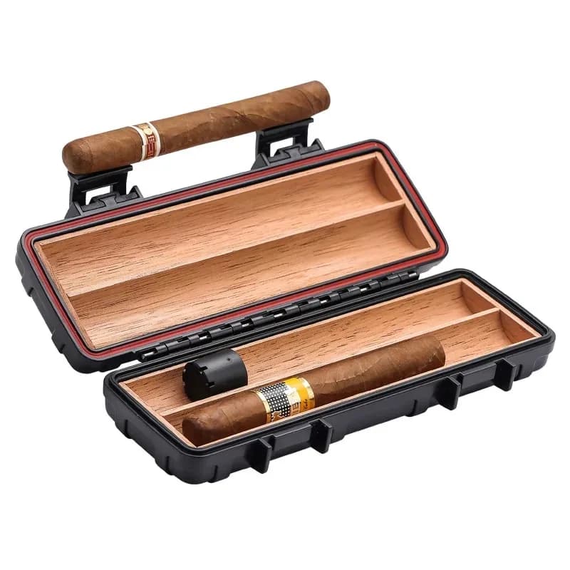 Elegante Scatola per Sigari da Viaggio, Set di 2 Contenitori Sigillati per l'Umidificazione dei Sigari