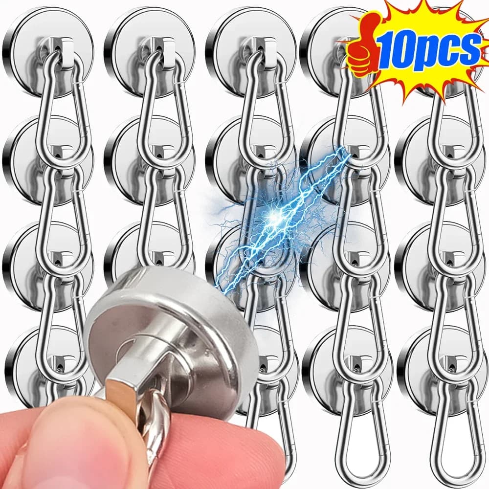 Strong neodymium magnetic hooks 360 ° Rotating mosque with hook for refrigerator, suction cup, magnetic ring, home kitchen, bathroom, organizer