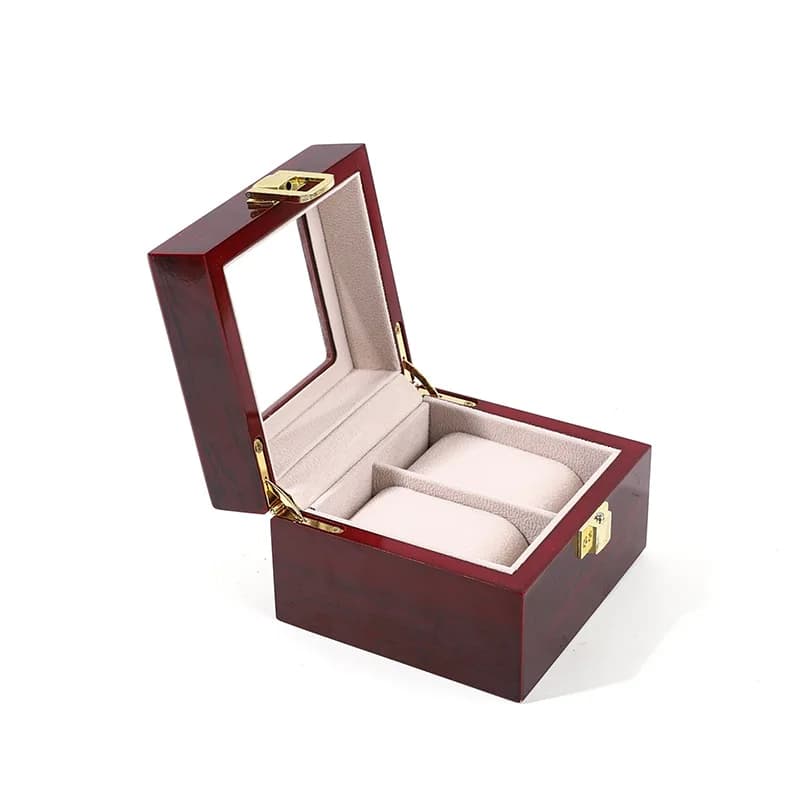 DELESYS Cina Scatola per orologi in legno rossa a 2 slot Custodia per orologi da viaggio portatile in legno Confezione regalo preziosa creativa