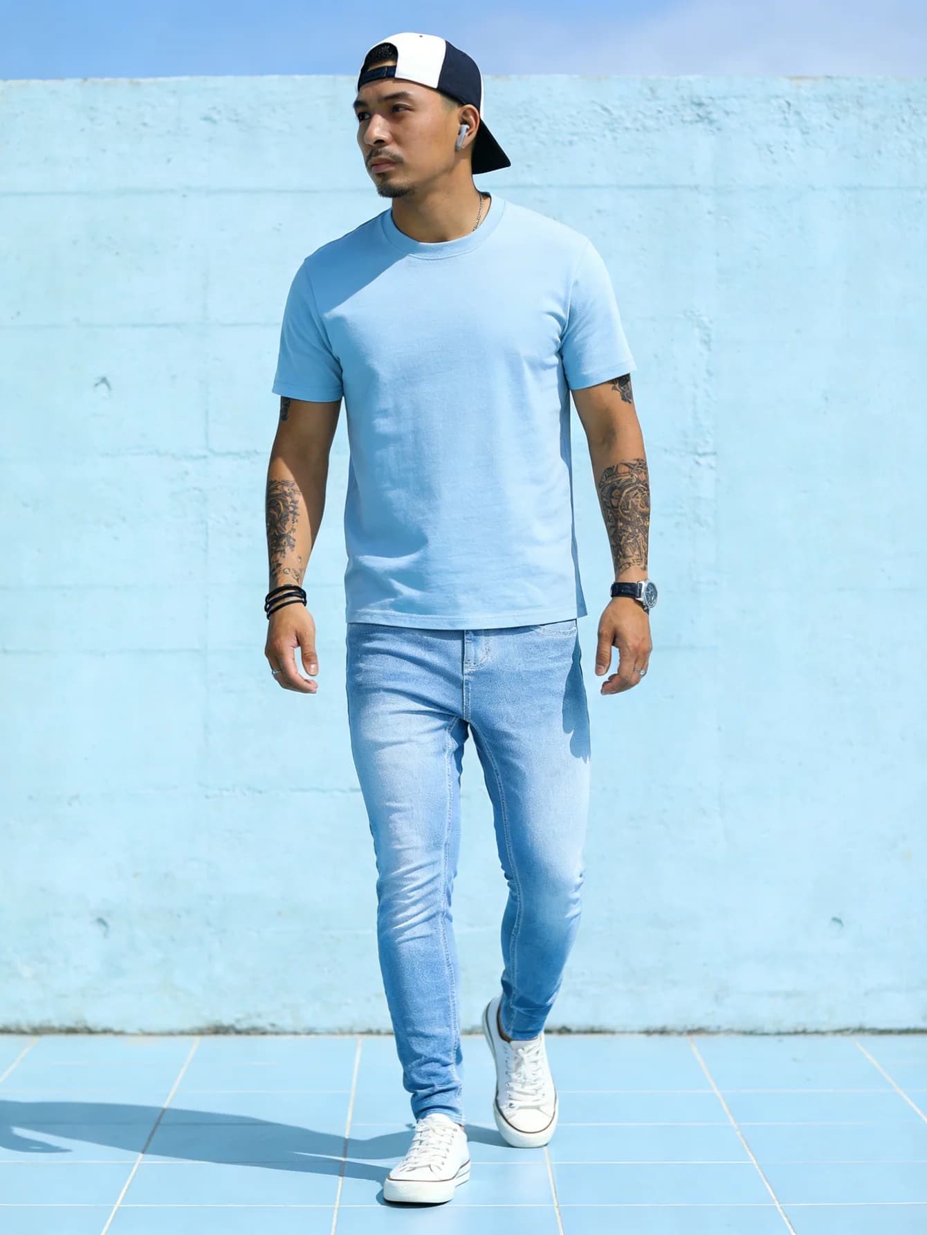 Solid Color Jeans Unisex Blue Slim Jeans Retro Y2K Drip Original No accessories or belts included