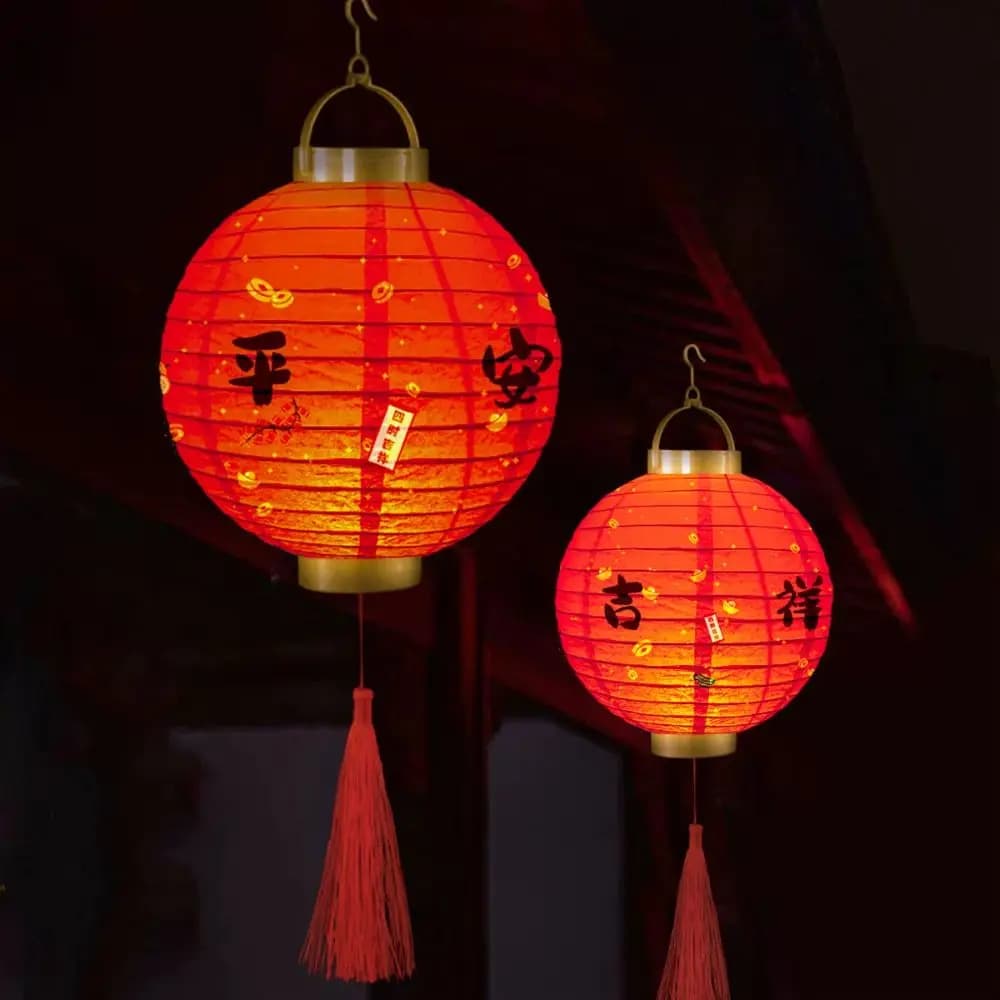Con illuminazione Lanterna cinese Materiali fai-da-te Buona fortuna Decorazioni per lanterne di Capodanno fatte a mano luminose con manico