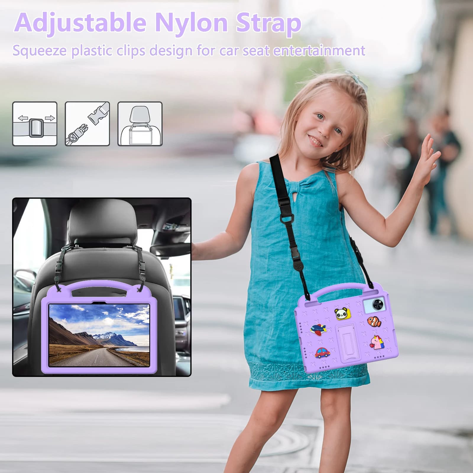 Per Lenovo Tab Idea 11 TB336ZU TB335FC Xiaoxin Pad 2025 11 Cartoon Kids EVA con staffa pieghevole Custodia per tablet + Tracolle