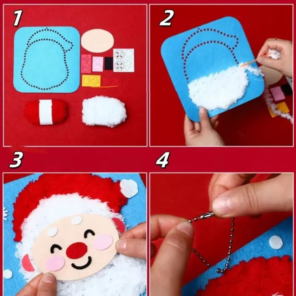 Kit da cucito natalizio in tessuto non tessuto Artigianato adatto ai principianti Kit da ricamo fai-da-te Divertenti progetti di cucito natalizi con infilatura