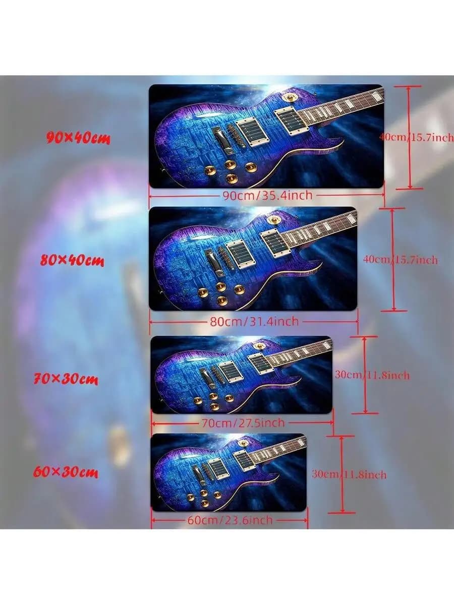 Retro Blue Guitar Design Mouse Pad Desk Mat Non-Slip Smooth Surface For PC Laptop Gaming Office Use