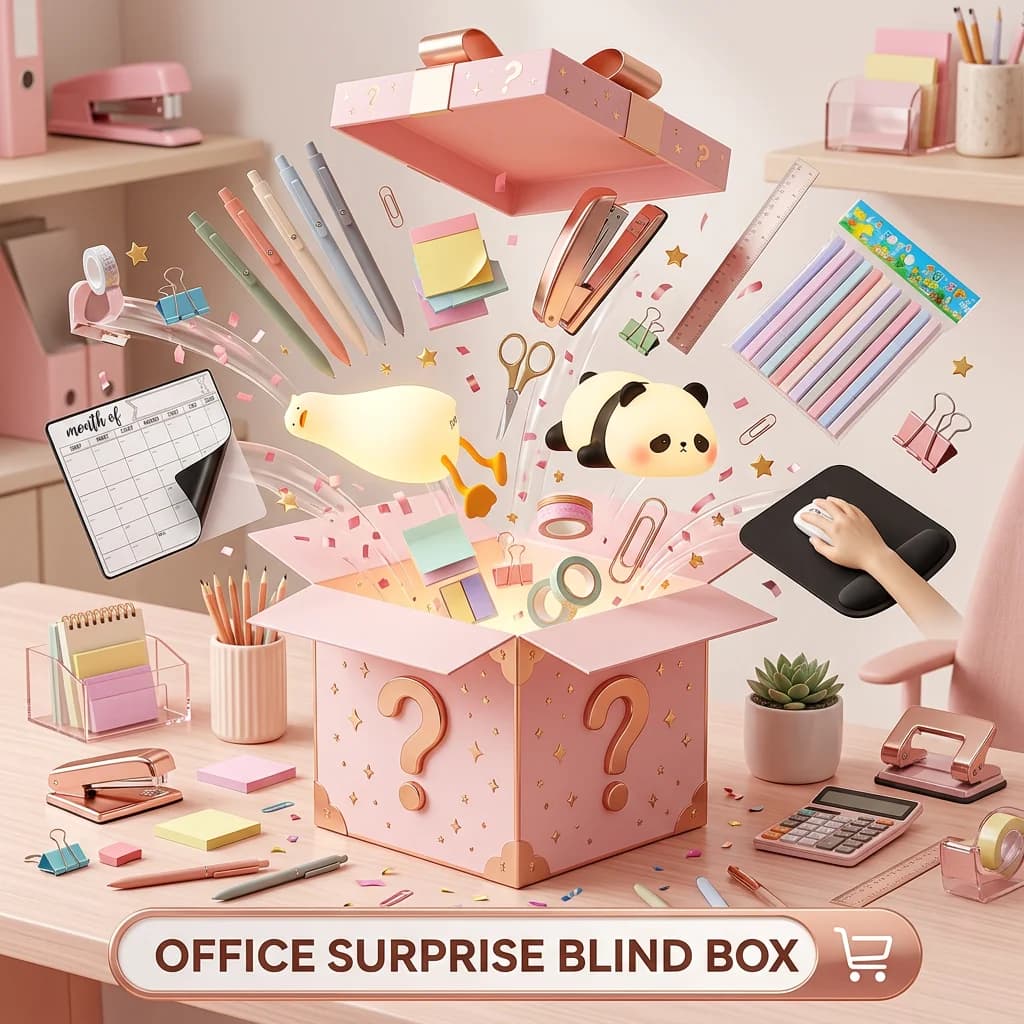 Office & School Stationery Surprise Blind Box - Creative DIY Scrapbooking Kit with Panda Plush, Mystery Puzzle Toys, and Accessories | Perfect Gift for Kids, Teens,