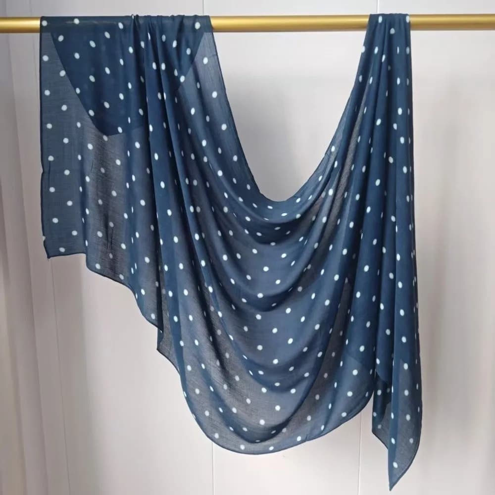 Fashion Sunscreen Polka Dot Headscarf Cotton Long Hijab Scarf Veil Head Wrap Thin Large Shawl Vacation