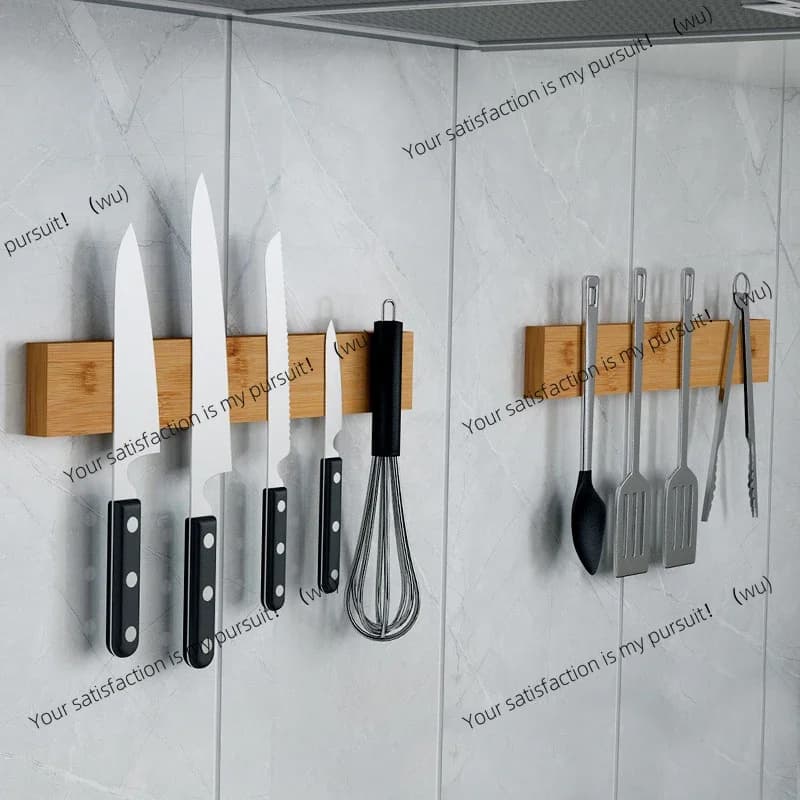 Potente porta utensili da cucina in legno con magneti, blocco porta utensili magnetico giapponese da parete per affettare.