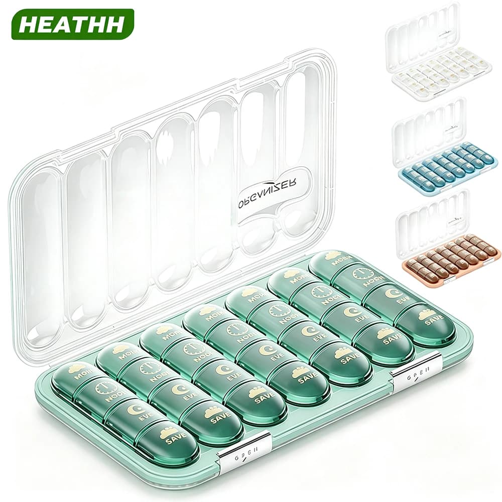 1 pz weekly pill holder 3/4 times a day, large pill holder, 7-day organizer napkin for fish vitamins/oil/integrators