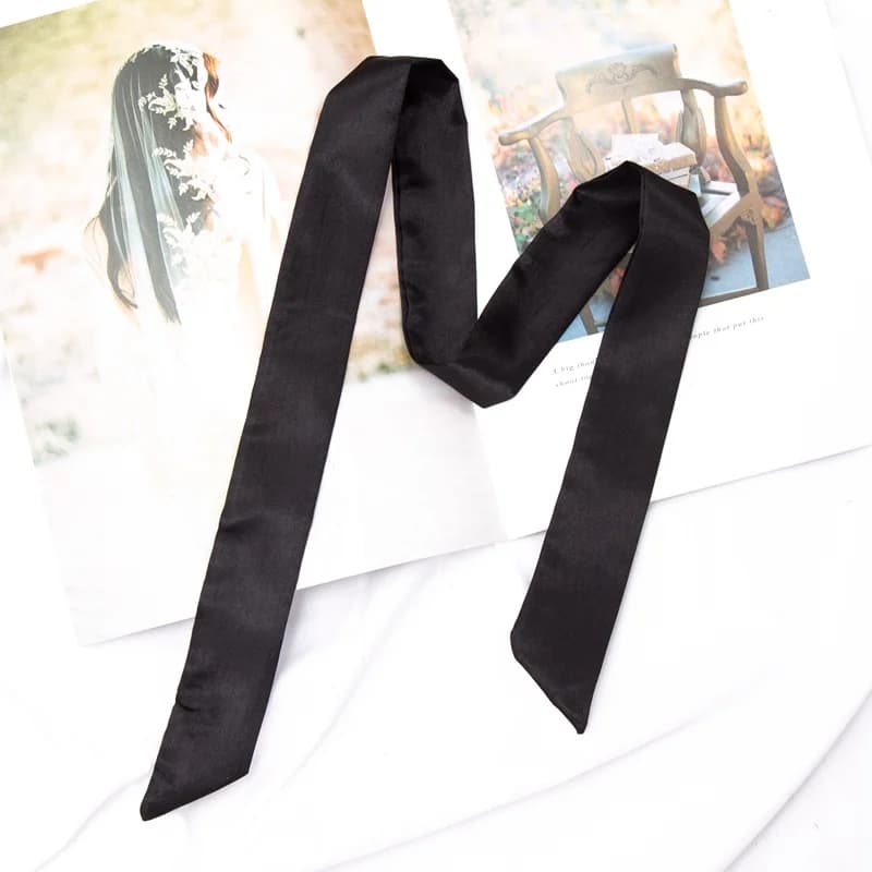 30 colors woman long scarf 100x4 cm solid color chiffon red tie bag black ribbon crew neckline streamer accessories woman