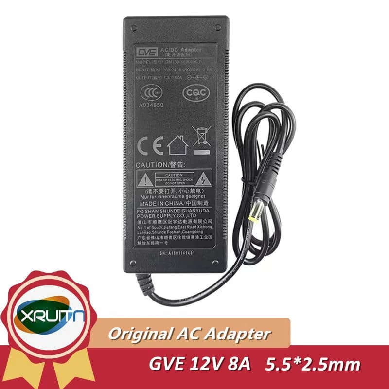 Adattatore/Caricabatterie AC/DC Originale GVE 12V 8A 96W GM120/GM130-1200800-F Alimentatore Originale 5.5*2.5mm