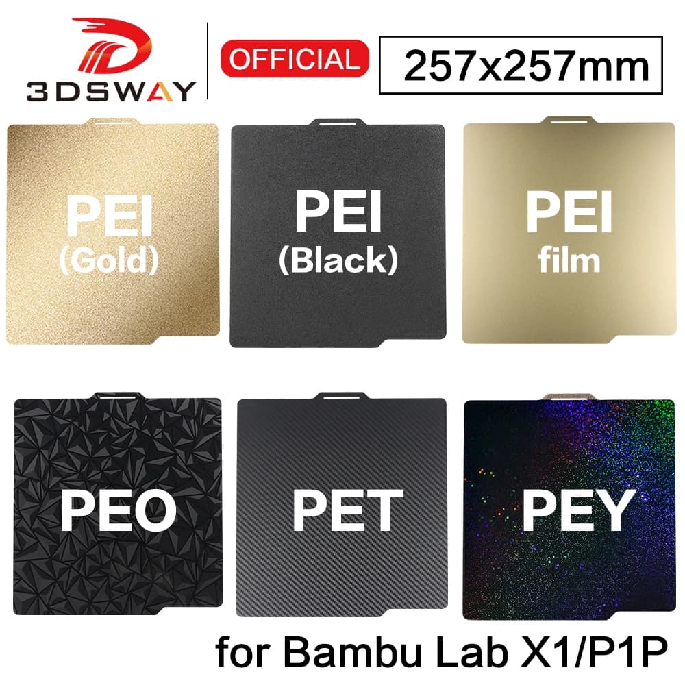 Per Bambu Lab X1 X1C P1P 257x257mm PET PEO PEY PEI piastra di costruzione liscia lamiera di acciaio per molle Base magnetica strutturata parti della stampante 3D