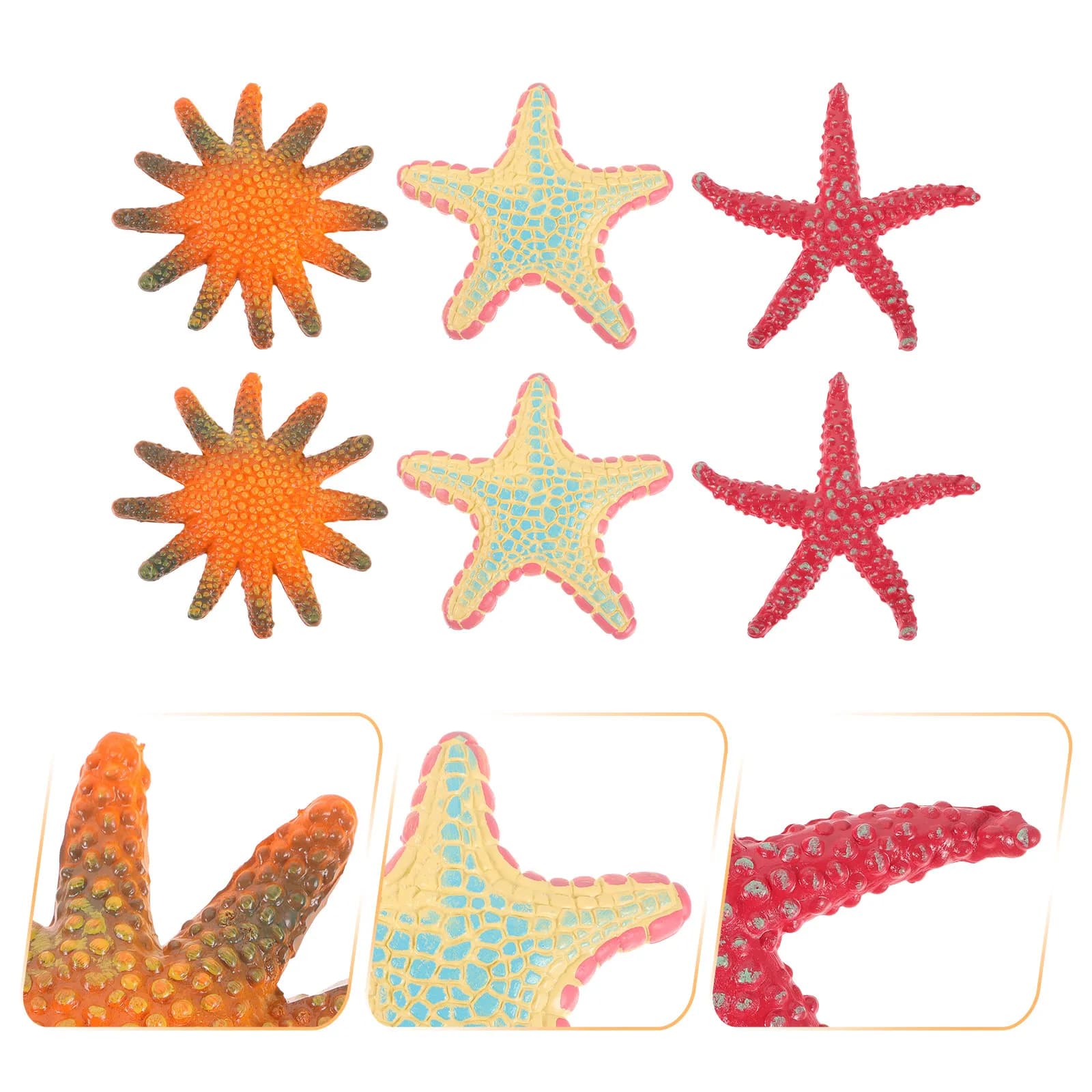 6Pcs Sea Animal Sculpture Realistic Simulation Educational Home Decoration Creative Display Sea Star Toy