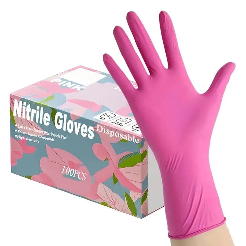 20/50/100PCS Guanti per pulizia usa e getta Guanti in nitrile usa e getta rosa intenso Versatile Pulizia domestica Pet Bagno Giardinaggio