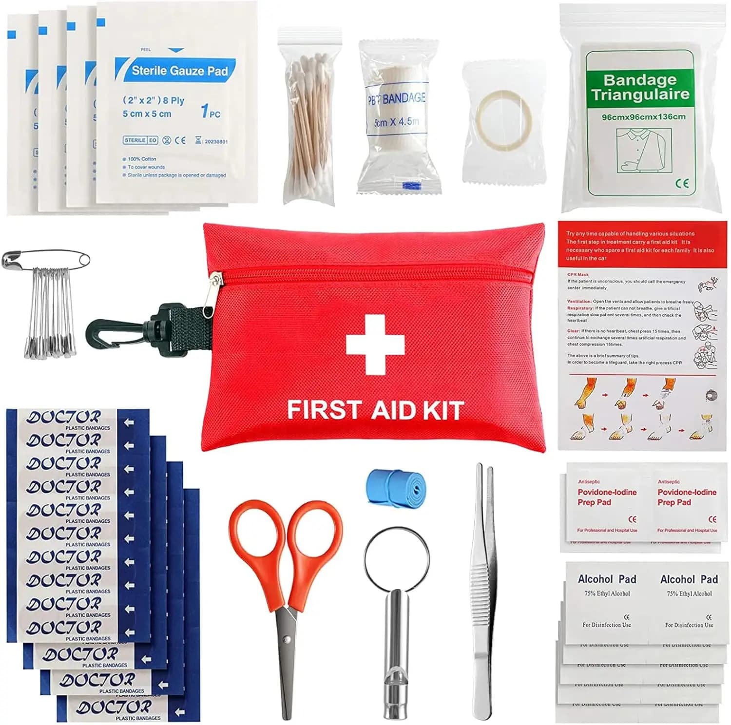 Kit di Pronto Soccorso Portatile da 97 Pezzi per Viaggi, Campeggio, Escursionismo, Auto e Casa - Forniture di Emergenza Compatte e Impermeabili