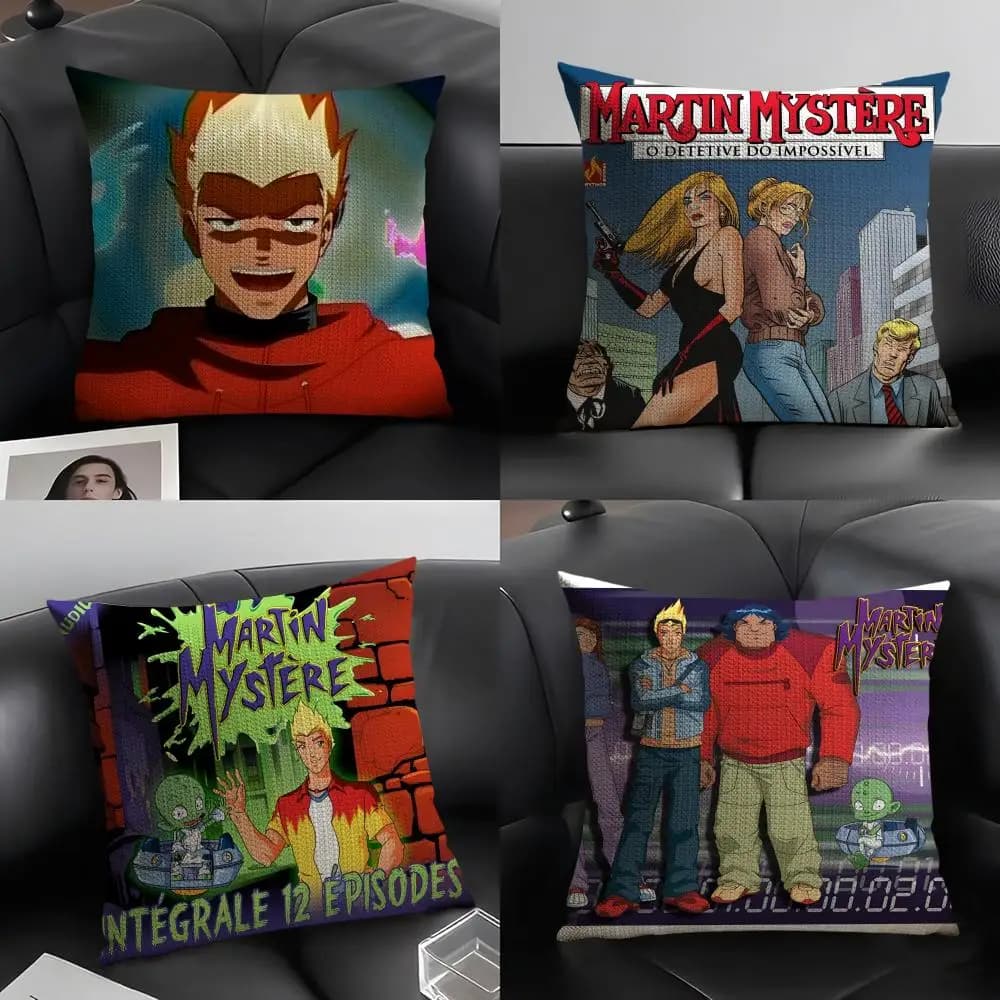 Fodera per cuscino in lino con stampa classica dei cartoni animati M-Martin Mystery2, per decorare divani, cuscini per la casa, sedie e auto.