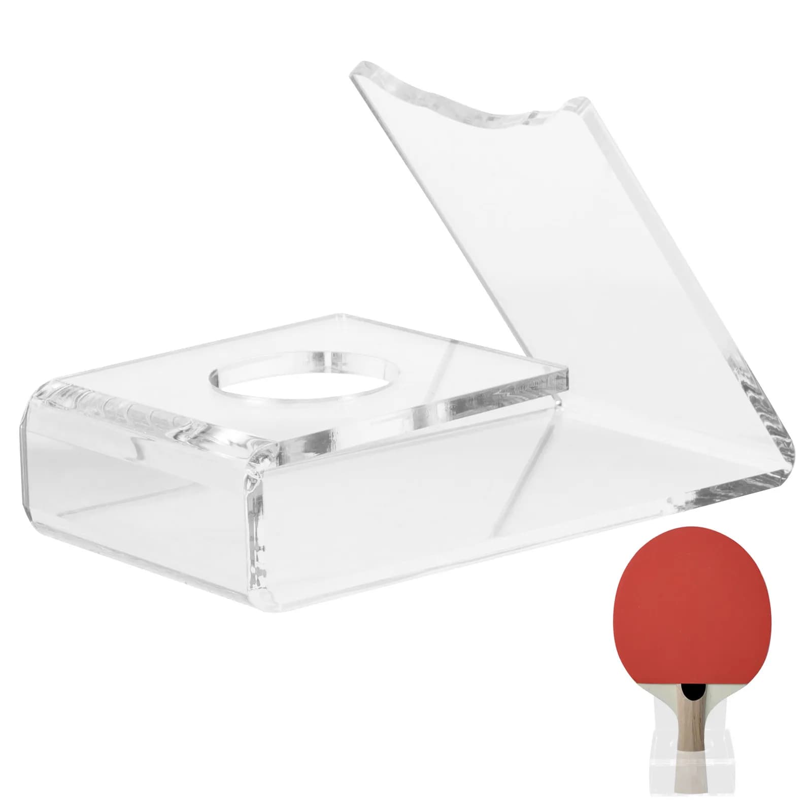 Supporto per Racchette da Ping Pong in Acrilico Trasparente, Base Espositiva Robusta per Racchette da Tennis da Tavolo, Salvaspazio per Scrivania
